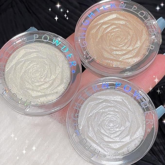 evpct Champagne Gold Face Highlighter Makeup Shimmer Glitter Diamond Sparkly Highlighters Makeup Palette Powder for Face Body Cheek Skin 03