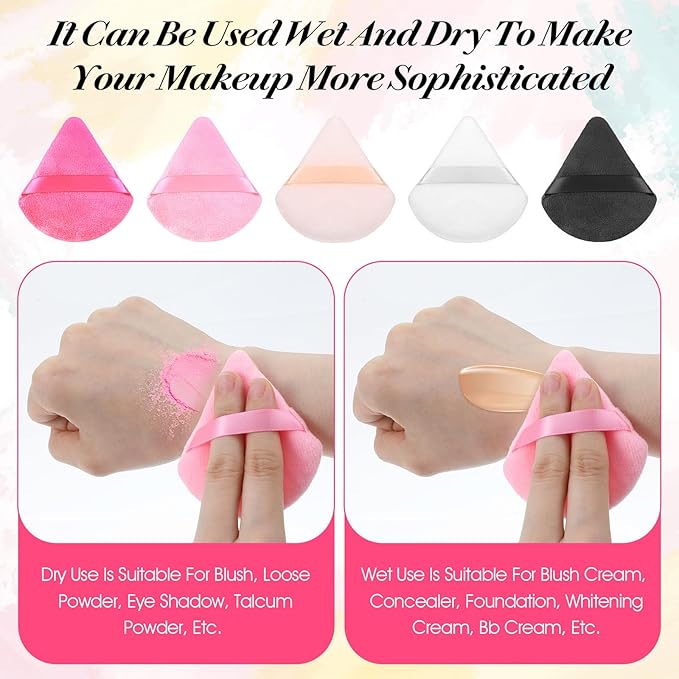 160PCS Powder Puffs for Face Powder, Soft Triangle Makeup Puff for Setting Powder, Makeup Powder Puff for Loose Powder and Press Powder, Wet Dry Makeup Sponge, Makeup Tools