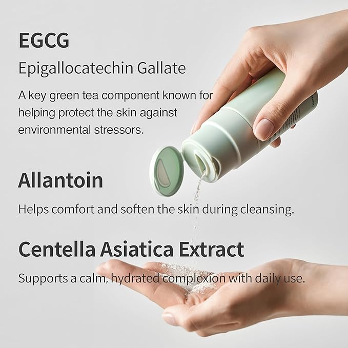 Matcha Enzyme FX Powder-To-Foam Cleanser, Enzyme Face Wash With Matcha Extract, Hydrating Korean Facial Cleanser For Daily Use, Water-Based Fragrance Free Formula, All Skin Types, 1.76oz