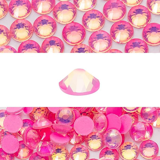 Novani 576 Pieces Flatback Rhinestones Glass Round Gems F-Pink Crystals for Nail Art DIY Crafts Clothes Shoes,SS30,6.4-6.6mm