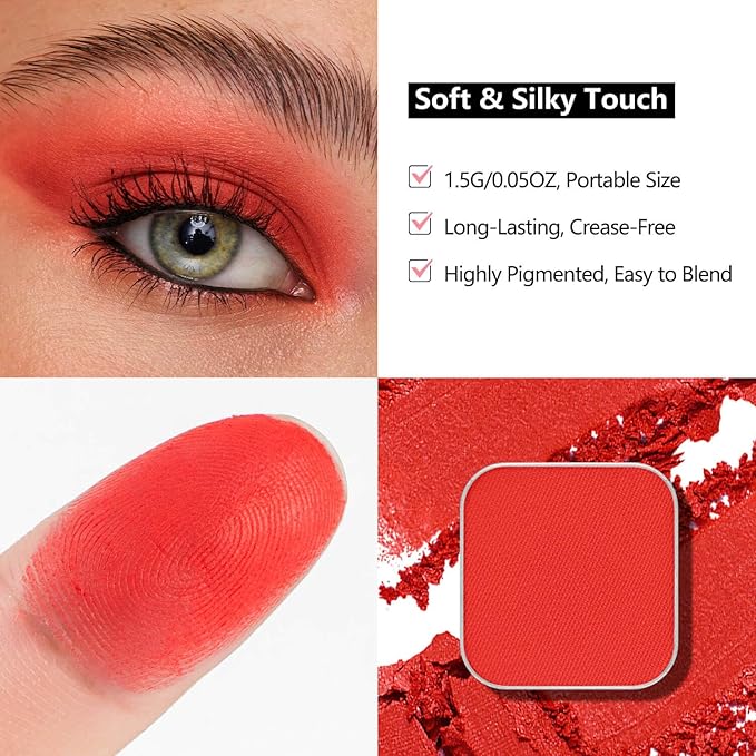 Christmas 3-Color Eyeshadow Trio – Festive Holly Red, Evergreen Green & Golden Yellow, Matte & Shimmer, Highly Pigmented Powder Refills for DIY Custom Magnetic Palette & Holiday Makeup