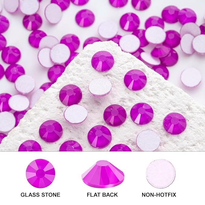 Novani 3000 Pieces Flatback Rhinestones Glass Round Gems Neon-Purple Crystals for Nail Art DIY Crafts Clothes Shoes,SS16,3.8-4.0mm