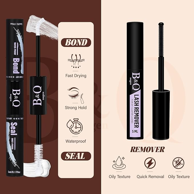 B&Q Brown Lash Clusters Kit Natural Mochalash Clusters 03, Wispy Eyelash Clusters Kit C-Curl Cluster Eyelash Extensions 8-16mm Brown Lash Eyelashes Kit for Fair/Dark Hair(Mochalash 03 Set)