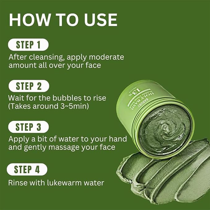 Holy Basil Bubble Deep Mask – Holy Basil & Carbonated Water for Cleansing Pores & Blackheads, Korean Clay to Bubble Wash-Off Pack (90g / 3.17 oz) (2)