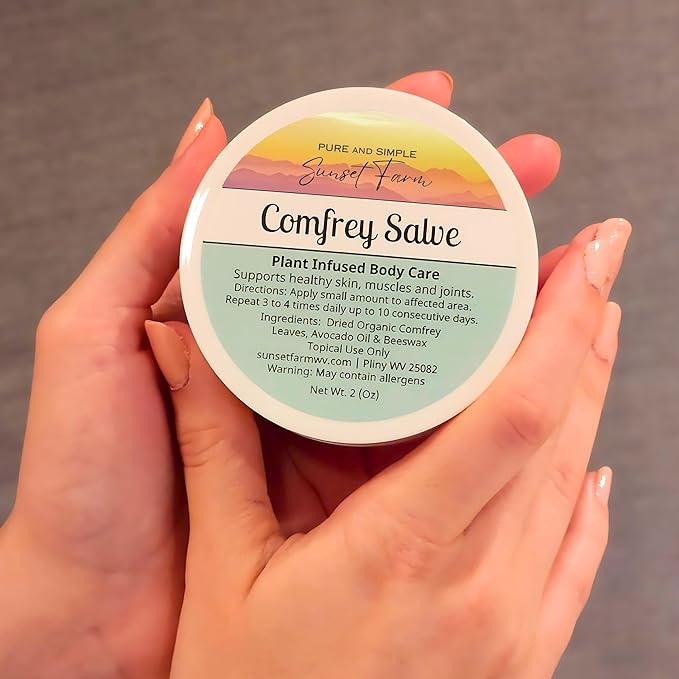 Comfrey Salve | Organic, Non-GMO, Small-Batch Herbal Balm | Family Made in WV | 2 oz Jar
