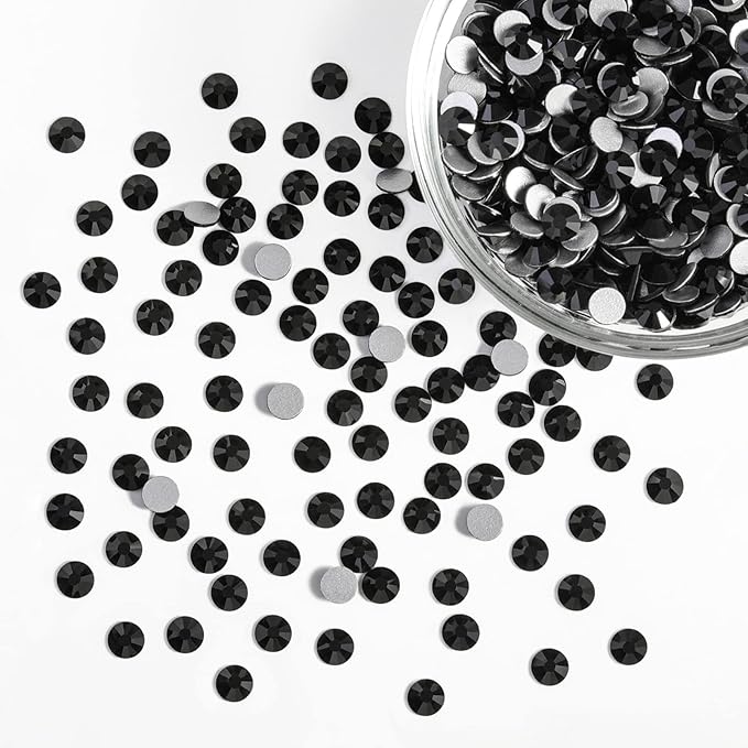 Beadsland Flatback Rhinestones Bulk,14400pcs Black Rhinestones for Nails Crafts Clothes DIY Decoration, Jet Black, SS8,2.3-2.5mm