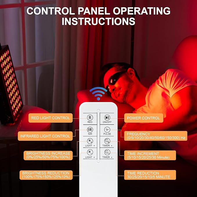 Red Light Therapy Panel for Face and Body, Infrared Light Therapy with Timer & Remote Control, Quad Wave 660nm 850nm 630nm 940nm Near Infrared Light Therapy Panel Portable Dual Chip LED Device
