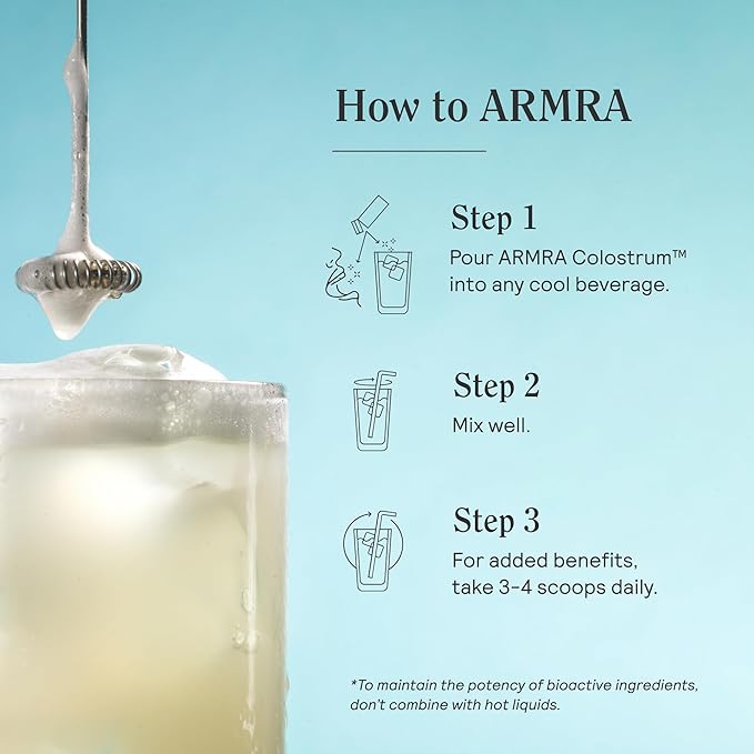 ARMRA Colostrum Powder | Unflavored | Gut Health & Bloating | Skin & Hair | Immunity | Keto, Gluten & Fat-Free | 120 Servings