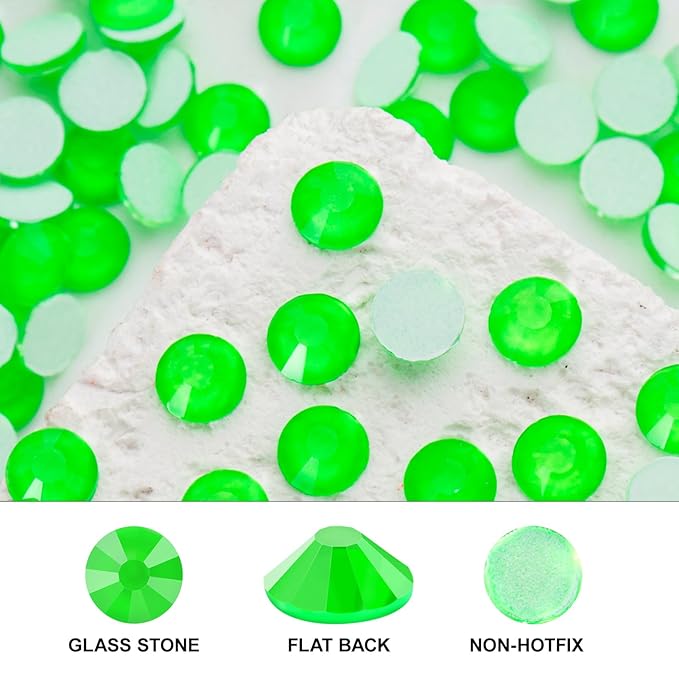 Novani 3000 Pieces Flatback Rhinestones Glass Round Gems Neon-Green Crystals for Nail Art DIY Crafts Clothes Shoes,SS12,3.0-3.2mm