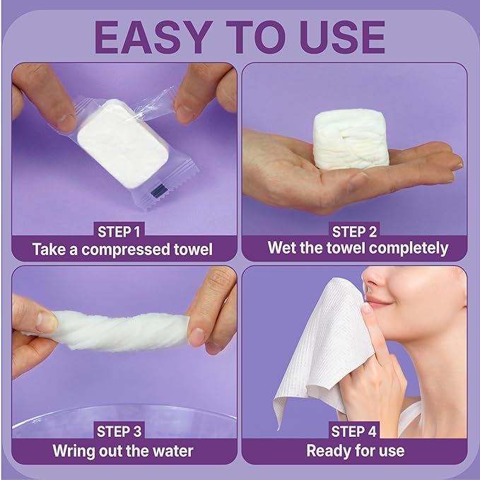 Large Compressed Towel Tablets 30PC, 10"x12" Disposable Face Towel for Travel, Camping, Hiking, Sports, Outdoor, Soft Travel Wash Cloth for Sensitive Skin