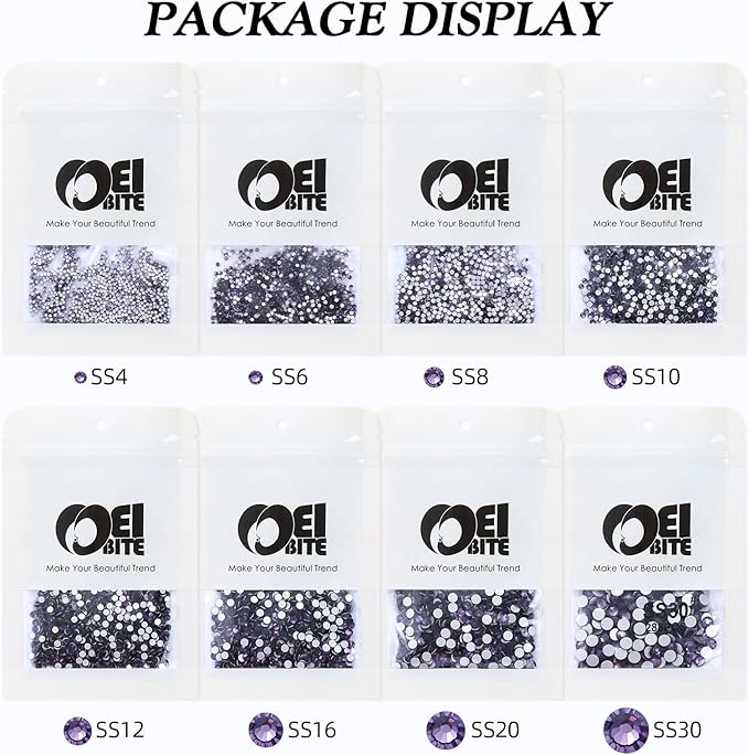 Meibite Tanzanite Flatback Rhinestones, Glass Rhinestones for Nail Art and Craft, Glue Fix, Loose Crystal Gemstones(Tanzanite, SS8, 1440pcs, 2.3-2.5mm)