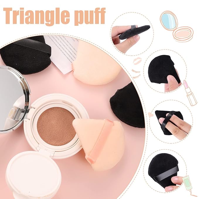 Pimoys 6 Pieces Powder Puff Face Triangle Makeup Sponge Soft Velour Puffs for Loose Powder Setting Powder Blender Foundation Sponge Beauty Makeup Tool, Valentines Day Gifts for Women