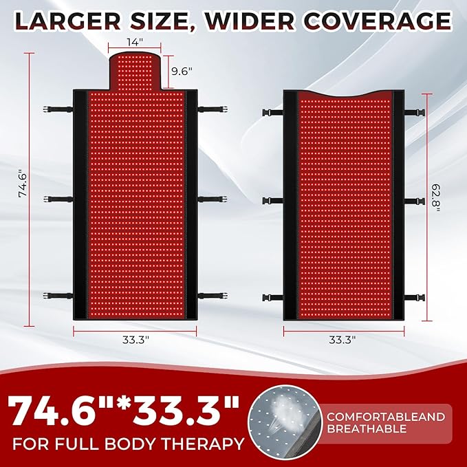 2570 LEDs Dual Full Body Red Light Therapy Mat, Eligible Red Light Therapy Blanket, 2570pcs Dual Wavelength LEDs(660nm& 850nm), Premium Leather, Adjustable Timer & Intensity