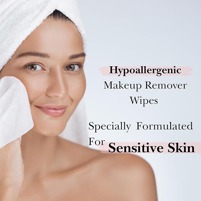 mivida Hypoallergenic Makeup Remover Wipes With Vitamin E, Alcohol Free & Fragrance Free Makeup Wipes For Sensitive Skin, Plant Based Make up Remover, Travel Friendly 25 Count
