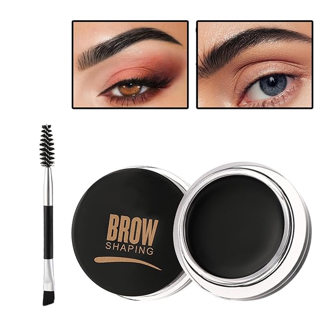 Eyebrow Pomade Brow Gel Pomade,Long Lasting Waterproof and Enhancers Eyebrow Soft Smooth,Eyebrow Makeup Gel with Eyebrow Brush for Girls and Women-Black