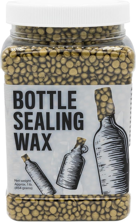Blended Waxes, Inc. Bottle Sealing Wax Beads, Premium Pastille Wax Seal Beads For Wine, Beer, and Liquor Bottle Closure, Seals Between 25-30 Bottles, 1 lb, Gold