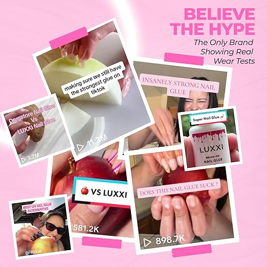 LUXXI Super Strong Brush On Nail Glue for Press On Nails | Best Extra Strength Nail Glue for Long Lasting Extended Wear for Press-Ons, Nail Tips & Acrylic Nails