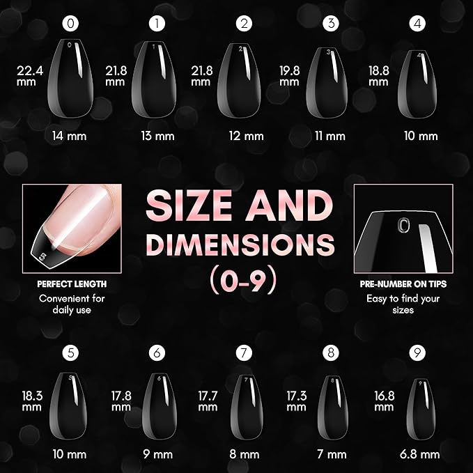 Makartt Short Coffin Nail Tips: 500pcs Clear Press on Full Cover Fake Ballerina Nails Tip Extension 10 Sizes Long Lasting Soak Off False Acrylic Kit for Home & Salon Use