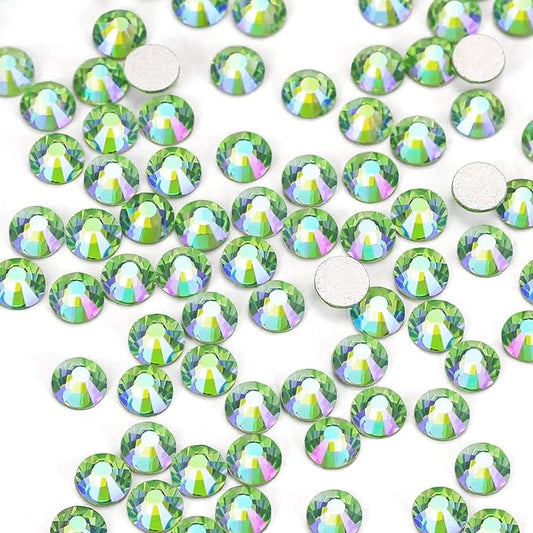 1440Pcs Light-green Ab Crystal Rhinestones,Glass Flatback Rhinestones Gemstones for Nail Face Makeup Art Crafts Clothes Decoration -(SS12,3.0mm,Light-green Ab)