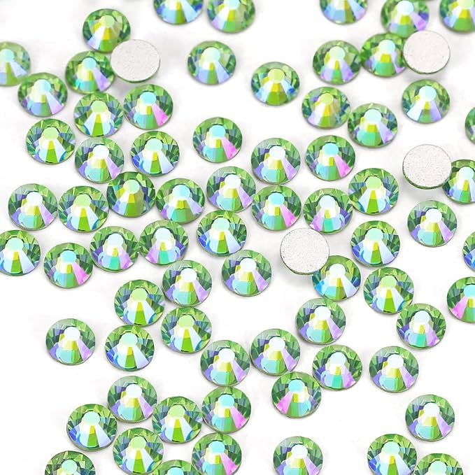 1440Pcs Light-green Ab Crystal Rhinestones,Glass Flatback Rhinestones Gemstones Mini for Nail Face Makeup Art Crafts Clothes Decoration-(SS8,2.4mm,Light-green Ab)