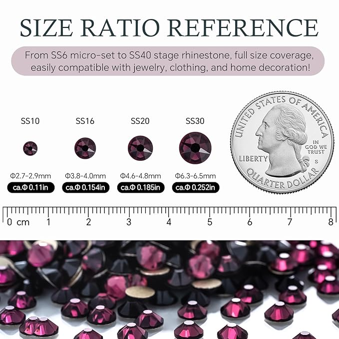 Meibite Purple Flatback Rhinestones, Glass Rhinestones for Nail Art and Craft, Glue Fix, Loose Crystal Gemstones(Purple, SS20, 1440pcs, 4.6-4.8mm)