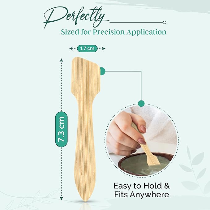 Bamboo Cosmetic Spatulas (50 Pack) – Biodegradable Spatula for Creams, Skincare & Crafts | Essential Esthetician Supplies | Eco-Friendly Makeup Applicator for Lotion & Facial Use | Natural BPA Free