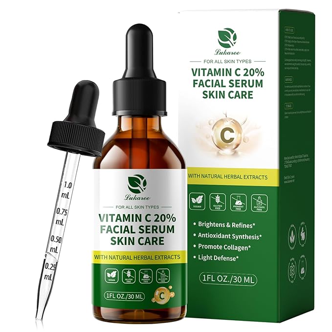 Lukaree Vitamin C Serum for Face – Brightening Vitamina C Facial Serum with Sodium Hyaluronate | Evens Skin Tone & Smooths Fine Lines | Antioxidant-Rich Beauty Product for All Skin Types,1 Fl Oz