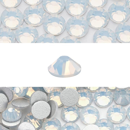 Novani 3000 Pieces Flatback Rhinestones Glass Round Gems White Opal Crystals for Nail Art DIY Crafts Clothes Shoes,SS16,3.8-4.0mm