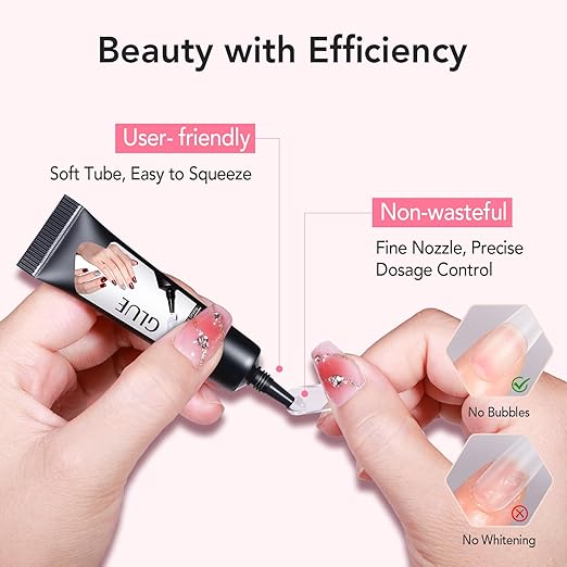 Curvlife Quick Drying 10g Semi Solid Nail Glue Gel with 10ml Remover with Cuticle Pusher Nail Art for Press On Nails Tips No Need for UV Lamp Long Lasting