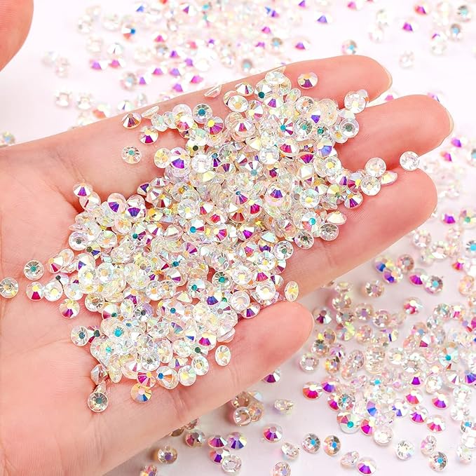 Novani Rhinestones 3000Pcs Flatback Crystal Round Loose Gemstones Glass Rhinestones for Crafts Makeup Nail Art Clothes Shoes DIY Decorations(SS10, 2.7-2.9mm,Transparent)