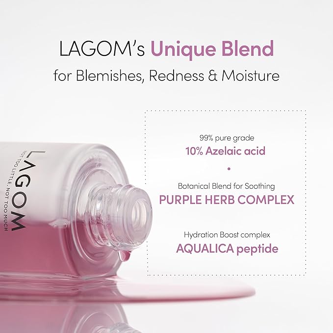 LAGOM Cellus Refining Purple Serum, 10% Azelaic Acid, Ceramide&Panthenol, Herb Extract, Sensitive skin, Redness Soothing, Spot Care, Korean Skincare 1.18 Fl Oz