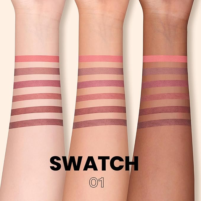 Erinde Nude Matte Lip Liner Set, 6 Colors Lipliner Pencil Pack with Sharpener for Define & Sculpt Lip, Long-Lasting Waterproof Non-Smudge Brown Lipliner Delineador De Labios, 01 Rose Mauve Nude