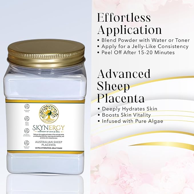 Australian Sheep Placenta Jelly Masks - Professional Grade Hydro Glo Peel Off Mask for Skin Hydration & Glow - Suitable for All Skin Types, Vajafacial Jelly Mask | 12 Applications (30 Fl Oz)