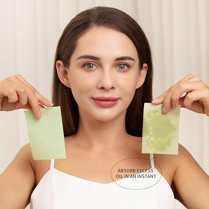 Teenitor Oil Blotting Sheets for Face, 100 Sheets Green Tea Oil Absorbing Tissues Paper, Large 10cmx7cm Oil Blotters