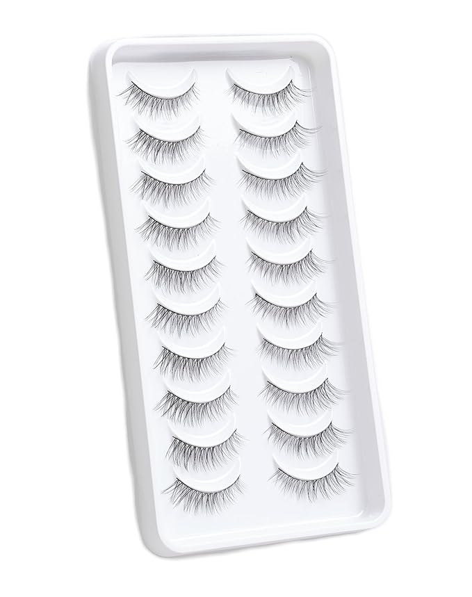 Wispy Lashes That Look Like Extensions Natural Cat Eye False Lashes Volume Reusable False Eyelashes Natural Look 11 mm 10 Pairs D8