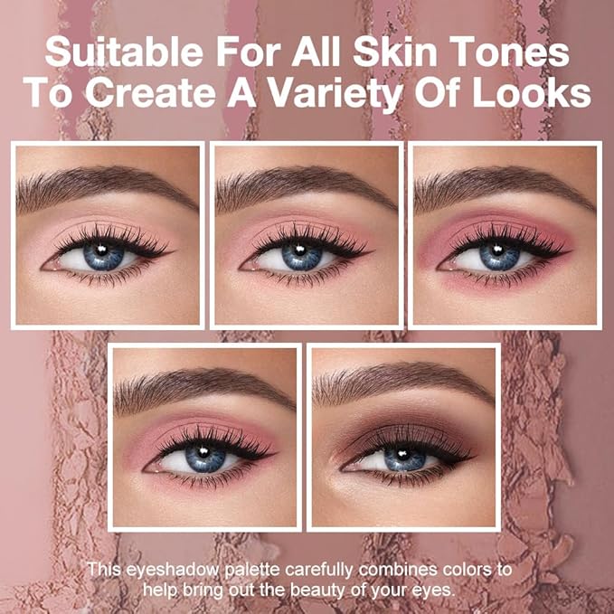 Mini Matte Rose Nude Eyeshadow Palette – Dusty Rose, Mauve Pink & Cocoa Brown Neutral Eye Shadow, High-Pigment Blendable Long-Lasting Soft Glam Pink Brown Makeup for Daily Natural Looks & Mature Eyes