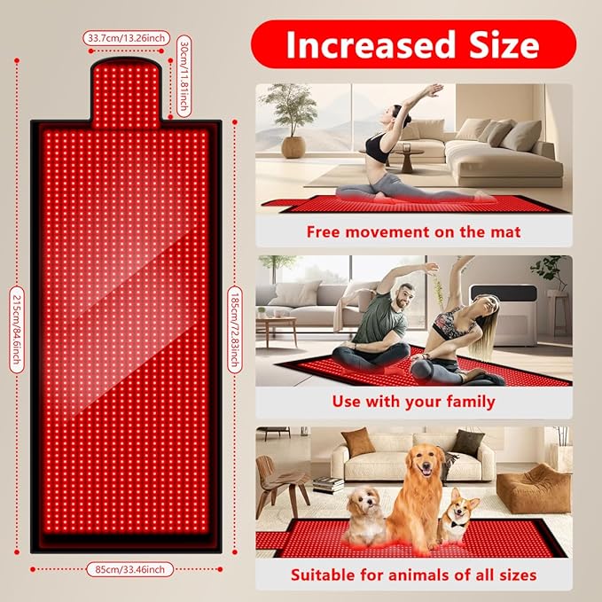 2025 New Full Body Red Light Therapy Mat, 84''X33'' Large Infrared Light Devices Full Body with 1400 Pcs LEDs, Adjustable Timer and Intensity Red Light Therapy Sleeping Bed Blanket at Home
