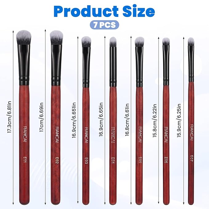 7Pcs Brown Eyeshadow Brushes Set, Portable Eye Makeup Brush with Soft Hairs and Wood Handle Professional Blending Eyeshadow Makeup Brushes for Shadow lip Angled Eyeliner Eyebrows