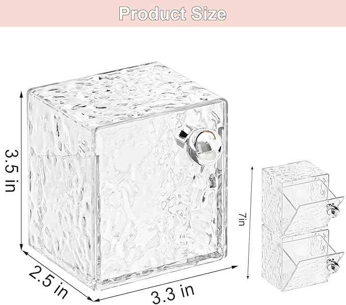 IWNTWY Qtip Holder Dispenser, Wall Mounted Plastic Cotton Pad Holder, Cotton Ball, Swabs, Floss, Makeup Organizers Containers for Vanity Bathroom (Clear, 2 Pcs)