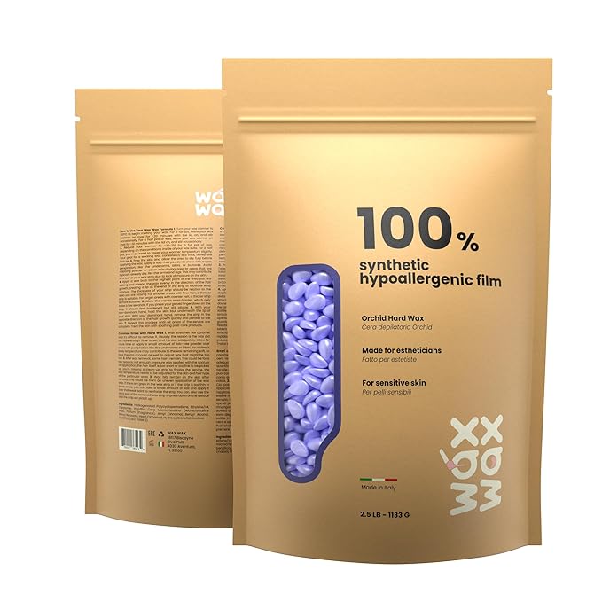 Wax Wax Orchid Hard Wax Beads | Facial Wax for Ultra Sensitive Skin | Rosin-Free, Hypoallergenic, Strip-Free | Low Melting, Cruelty-Free & Eco-Friendly Waxing Beads | Made In Italy - 2.5lb