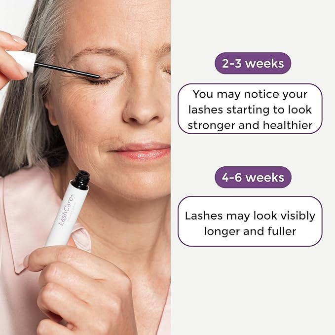 LashCare+ Eyelash Enhancing Serum For Mature Women - Longer, Thicker Lashes in 12 Weeks - For Sensitive Eyes, Natural Growth - Enhancement, Conditioner for Longer-Looking Lashes - 3 Months Supply