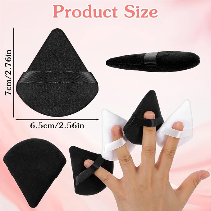 30Pcs Triangle Powder Puff Soft Velour Puff Makeup Puffs Sponge Reusable Setting Puffs Set for Loose Powder Eye Face Contouring Exquisite Beauty Cosmetic Makeup Tools(Black,White)