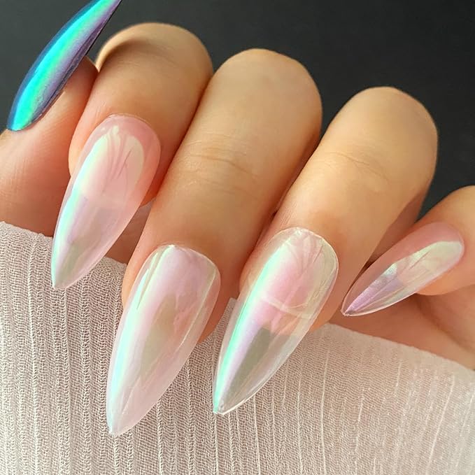 FNNZ Unicorn Chrome Nail Powder, Aurora Unichrome Mermaid Aurora Pigment Pearlescent Nail Art Glitter Dust Decoration for Home DIY Salon Manicure - Violet Whisper