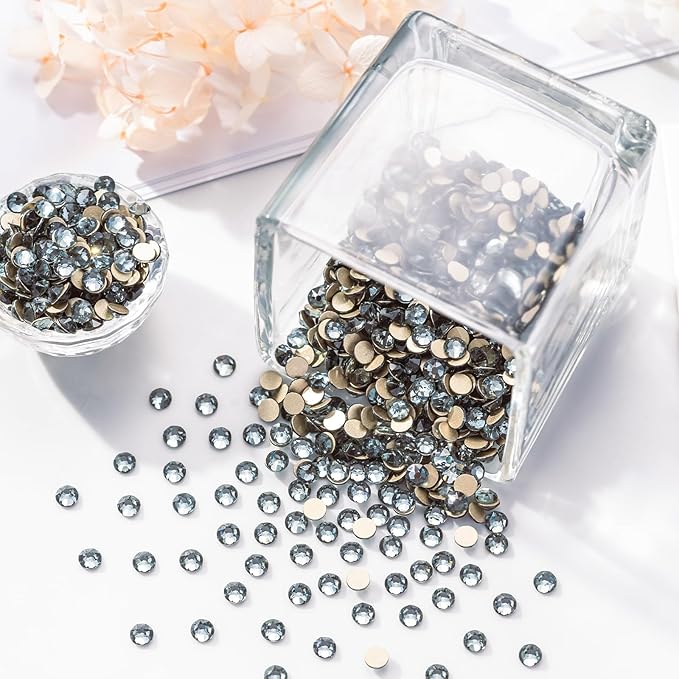 Meibite Gray Flatback Rhinestones, Glass Rhinestones for Nail Art and Craft, Glue Fix, Loose Crystal Gemstones(Gray, SS20, 1440pcs, 4.6-4.8mm)
