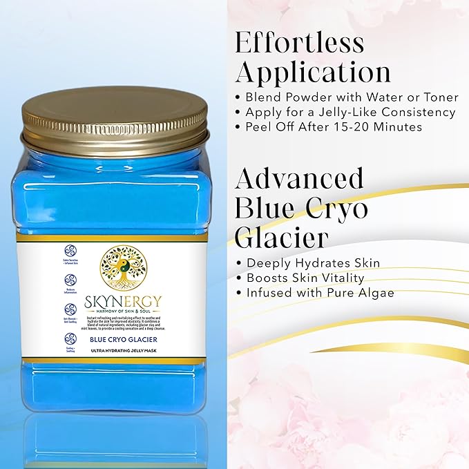 Blue Cryo Glacier Jelly Mask - Professional Peel Off Jelly Mask for Hydration & Glow - Vajafacial Jelly Mask - Spa Grade Skincare Mask for Home Use, Hydro Glo Mask |12 Applications (30 Fl Oz)
