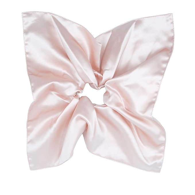 100% Mulberry Silk Scrunchies for Curly Hair, Thick Hair, and All Hair Types, 22 Momme 6A Grade, Girl Hair Ties, OEKO‑TEX Certified, Anti‑Frizz, Luxury Gift for Women, Cool Presents for Wife (Pink)