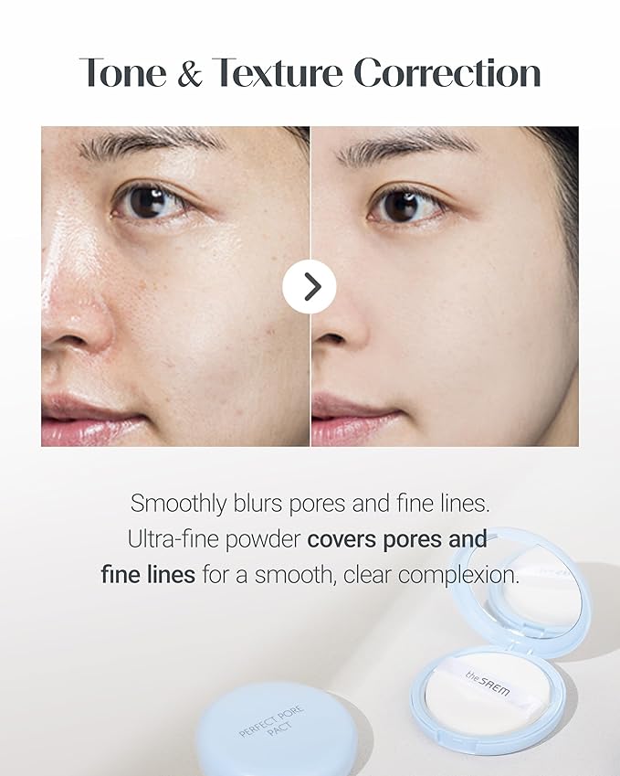 THESAEM Saemmul Perfect Pore Pact - Sebum Control Face Powder for Oil Absorption & Makeup Setting - Pore Blurring Pressed Compact Smooth Matte Finish- Korean Makeup Finishing Powder, 2 Pack
