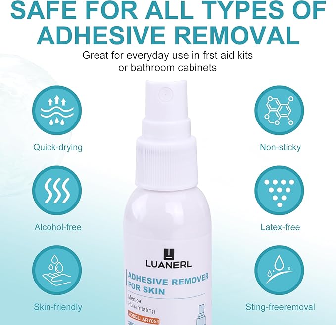 Adhesive Remover for Skin Spray Bandage & Surface & ostomy Supplies No Sting-Sensitive Skin-All Natural,30 ml Bottle