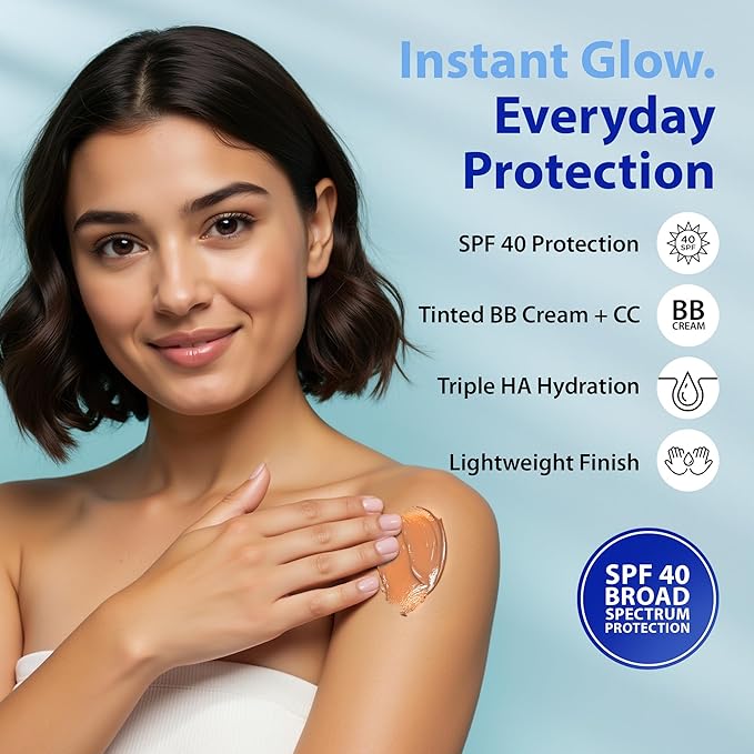 Dr. Denese Broad Spectrum SPF 40 Defense Day Cream 2 oz – Rich Tinted Moisturizer & Daily Sunscreen – Hydrating BB Cream with Antioxidants for Smooth Radiant Skin – Protection for All Skin Types