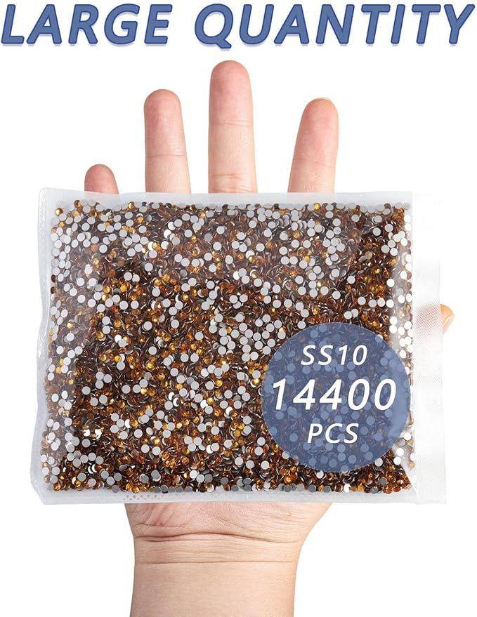 Beadsland Flatback Rhinestones Bulk,14400pcs Rhinestones for Nails Crafts Clothes DIY Decoration, Topaz, SS16, 3.8-4.0mm